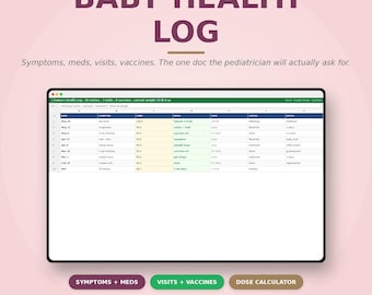Aplicación para el seguimiento de la salud del bebé / Seguimiento de síntomas, medicamentos, visitas y vacunas (descarga digital)
