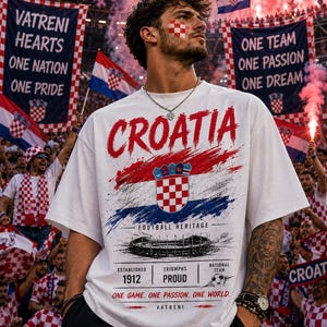 Croatia Football Heritage Graphic Tee, Vatreni Soccer Fan Shirt, Comfort Colors 1717 image 1