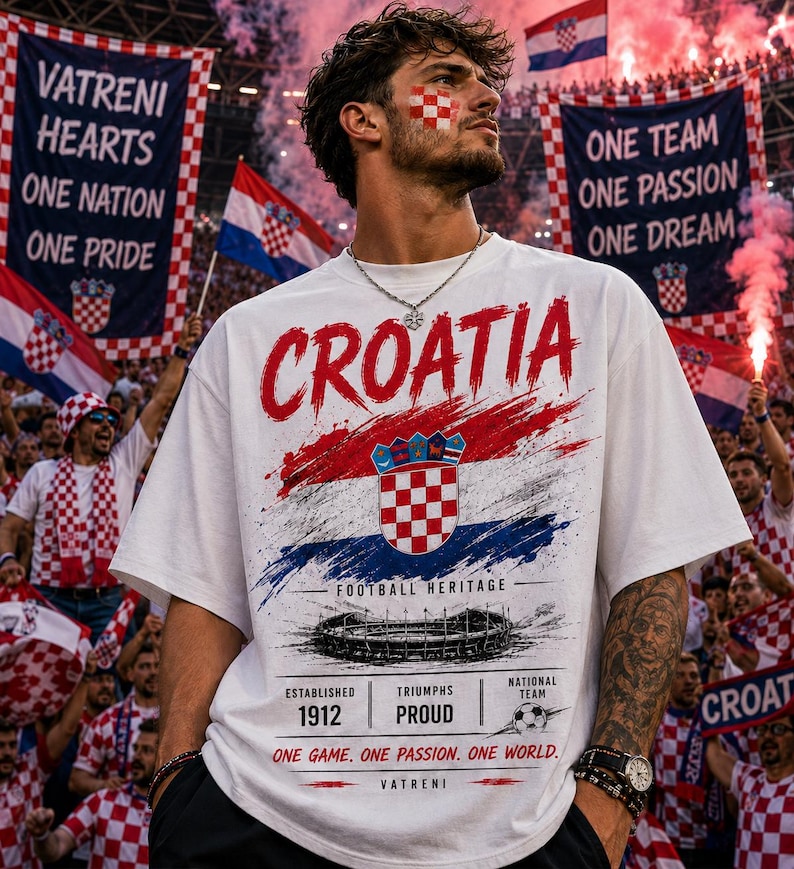 Croatia Football Heritage Graphic Tee, Vatreni Soccer Fan Shirt, Comfort Colors 1717 image 1