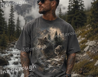 Wolf Wilderness Crewneck Sweatshirt: Vintage Nature Wildlife Forest Boho Cabincore Comfort Colors® Shirt