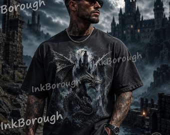 Dragon Fantasy Graphic Shirt, Gothic Medieval Unisex Comfort Colors® Tee