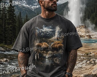 Graphic Bison T-Shirt: Vintage Wildlife Wilderness Comfort Colors® Shirt