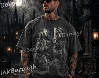 Gothic Bats Y2k T Shirt: Washed Retro 90s Style Comfort Colors® Tee