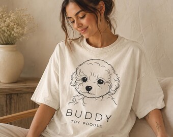 Minimalist Custom Pet Outline Shirt, Personalized Dog Cat Line Art Tee