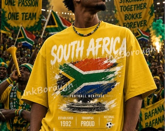 South Africa Bafana Bafana Football Heritage T-Shirt, Garment-Dyed Cotton Tee