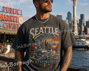 Seattle Washington Vintage Graphic T-Shirt: Retro City Exploration Comfort Colors® Shirt