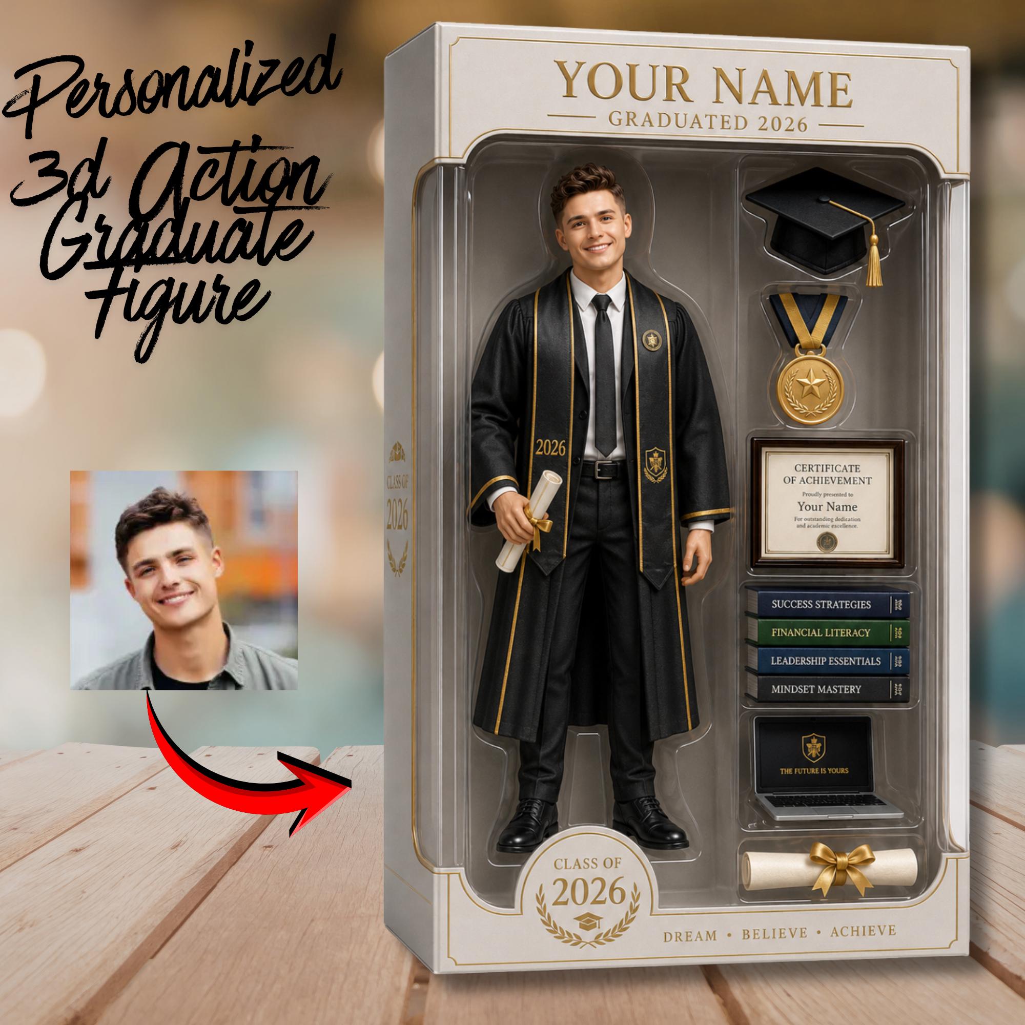 Custom Graduation Action Figure, Personalized 3D Box Portrait, Class of ...