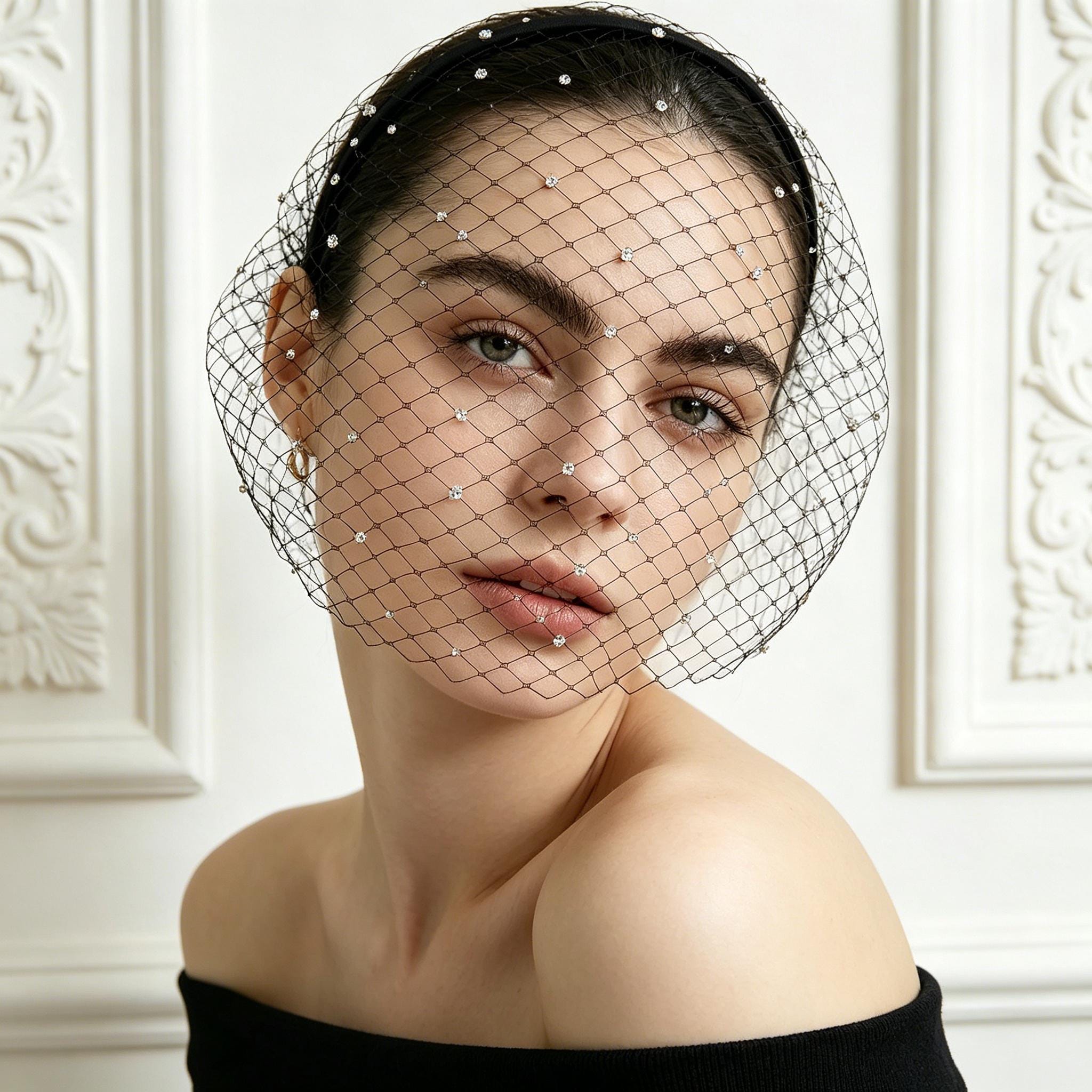 GORGEOUS ZARA NWT Rhinestone Veil Mesh Headband BEADED CHAIN HEADPIECE - Silver | ZARA United States main image 2