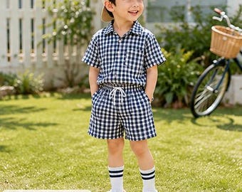 BAGUS SET'S // Jungen Leinen Set - Sommer-Outfit für Kleinkinder - Kinderhemd und Shorts - Urlaubskleidung