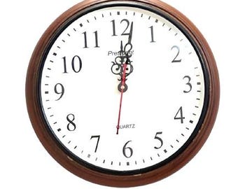 12 Inch Vintage Wooden Wall Clock | Silent Quartz Analog Clock | Rustic Farmhouse Home Decor