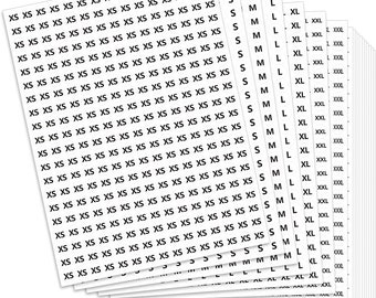 2100 - 1/2" Size Labels on Sheets - XS, S, M, L, XL, 2L and 3X - FREE Shipping!