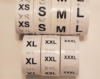 3500 - 3/4" Round Size Labels (7) roles - XS,S, M, L, XL, 2XL and 3XL FREE Shipping!