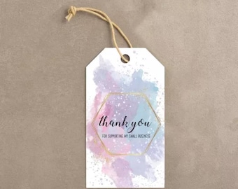 Colorful Thank You for Supporting My Small Business, Hang Tags w/ Twine - FREE SHIPPING!