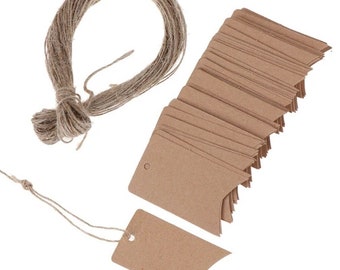 Kraft Paper Retail Small Blank Garment Tags w/ Twine - FREE SHIPPING!