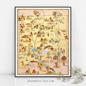 NEW MEXICO KAART - Verbeterde Instant Download Digitale Afbeelding - vintage foto kaart voor framing, tassen, kaarten etc.- leuke, grillige kaart kunst decor