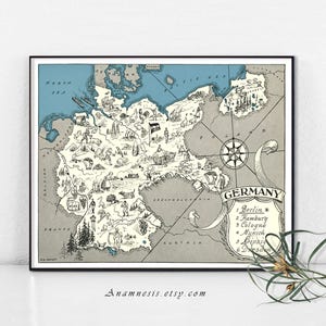 GERMAY MAP PRINT - Instant Download Image  - printable map of Germany for framing, jewelry, totes, clothes, tags, pillows, nursery, weddings