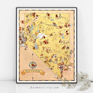 NEVADA MAP - Enhanced High Res Digital Image Download - art de carte d’image vintage pour l’encadrement, les bacs, les oreillers, les étiquettes et les cartes - art imprimable