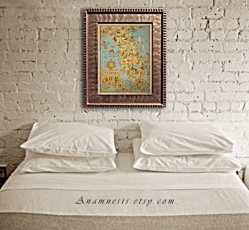 Vintage FLORIDA MAP Instant Digital Download printable retro Florida picture map for framing, cards, totes, wedding gift, dorm room, tags image 4