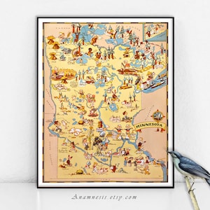MINNESOTA MAP - Stampabile Immagine Digitale - divertente mappa immagine per stampare e incorniciare - mettere su totes, cuscini, carte - affascinante regalo di riscaldamento della casa