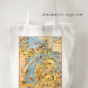 MICHIGAN MAP - High Res Digital Image - Fun Picture Map to Print and ...