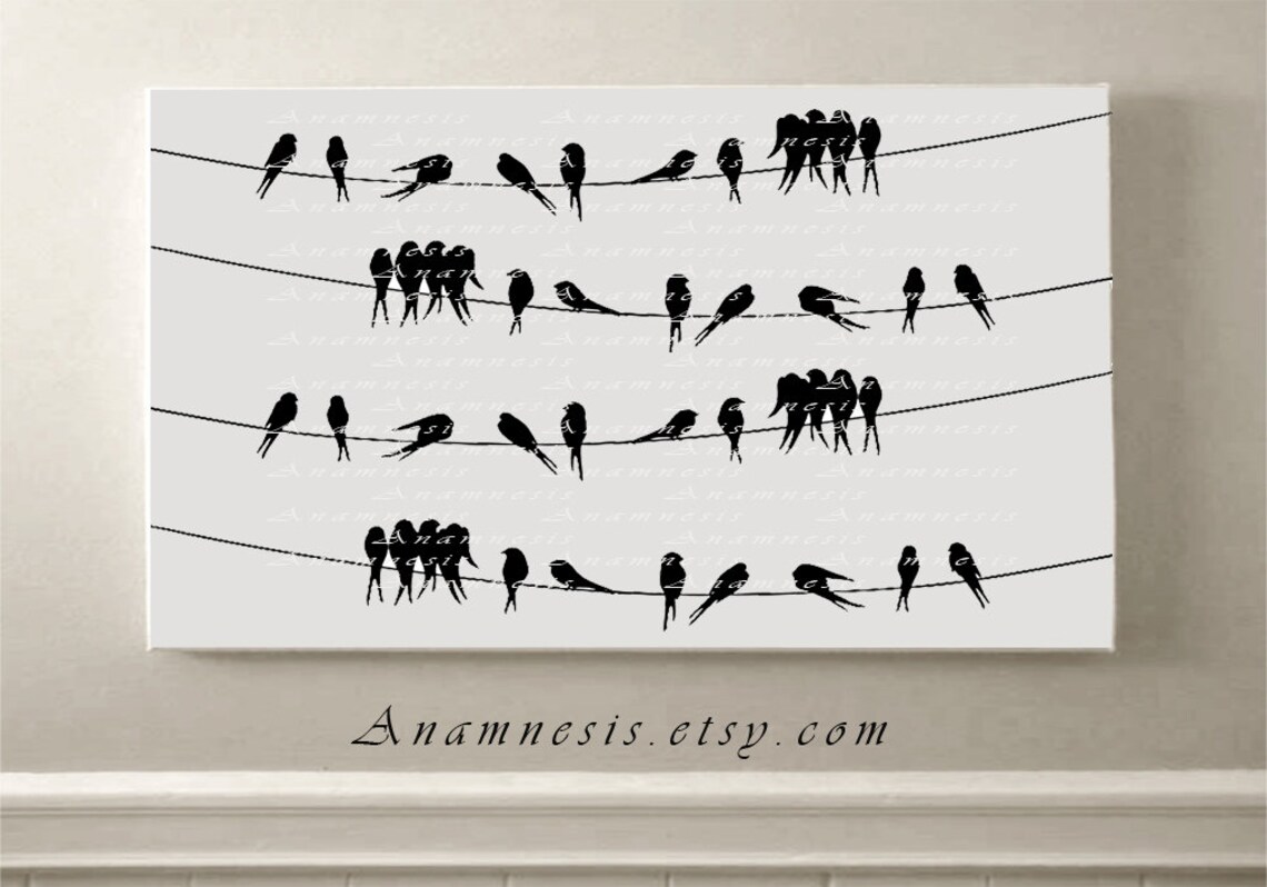 BIRDS ON A WIRE Digital Download Printable Graphic Bird Vintage Image ...