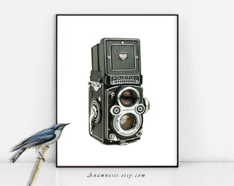 ROLLEIFLEX CAMERA Art Print - Instant Download - printable camera image by Anamnesis for framing, totes, cards, pillows, clothes, cups, mugs