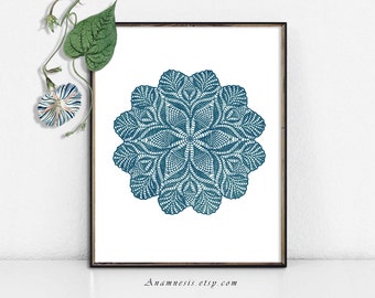 DOILY 1 IN TEAL - digital image download - printable vintage image for transfer - totes, pillows, prints, fabric, towels, tags, wall decor