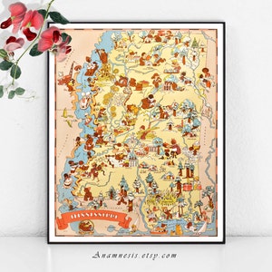 MISSISSIPPI MAP - Instant Digital Download - fun picture map to print and frame - put on totes, pillows, cards - charming house warming gift