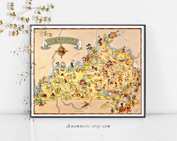 KENTUCKY MAP Instant Digital Download Printable Vintage | Etsy