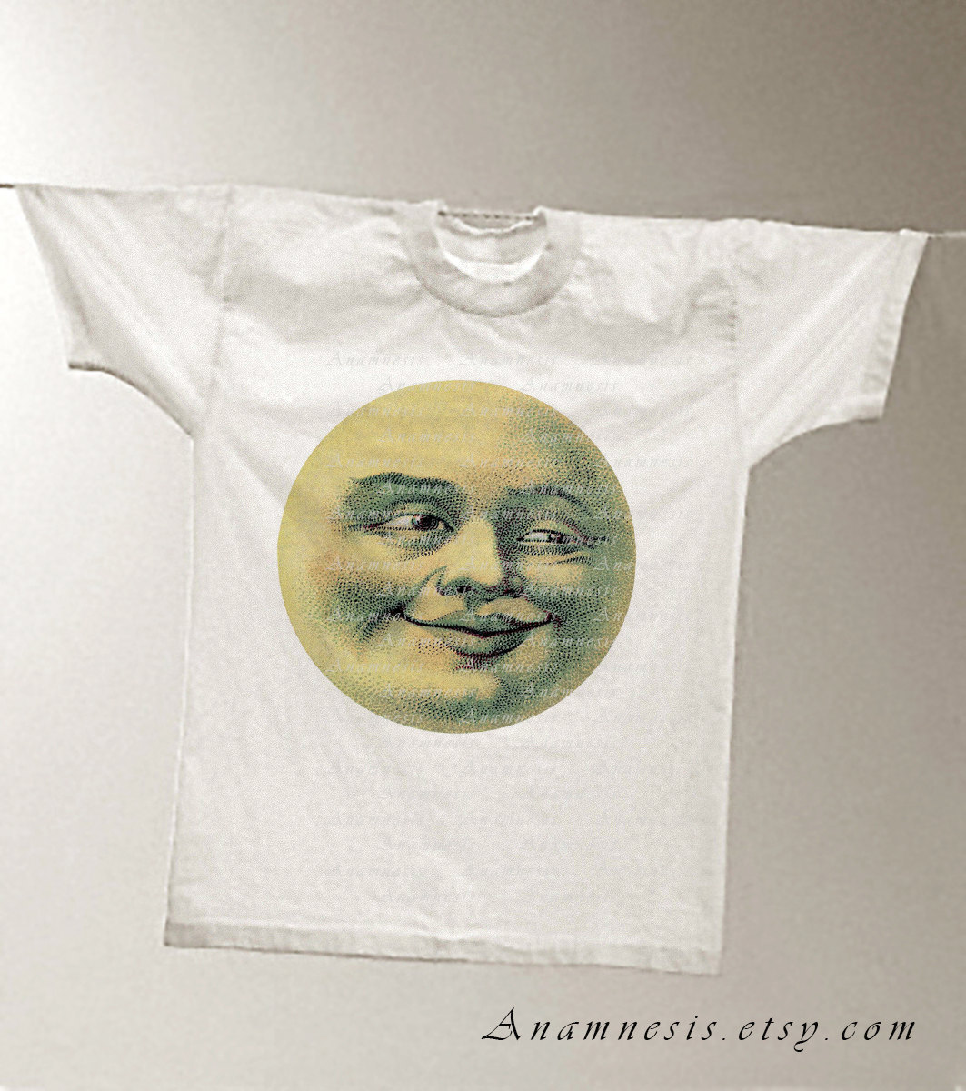 MOON FACE Digital Image Download Printable Vintage Moon Illustration Retooled for Prints, Totes ...
