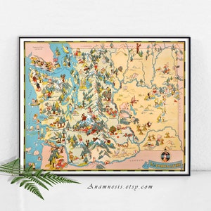WASHINGTON KAART - Afdrukbare Instant Digital Download - foto kaart om af te drukken en in te lijsten - kussens, tassen en kaarten - vintage huis verwarmen cadeau
