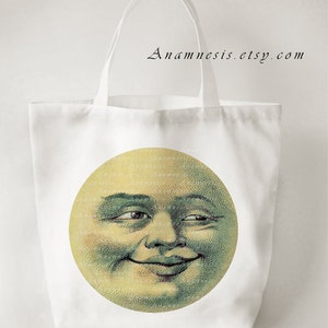 MOON FACE Digital Image Download Printable Vintage Moon Illustration Retooled for Prints, Totes ...