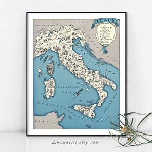 Italie - Italie imprimable carte, carte de l’Italie, carte murale Decor, Vintage Italie carte, téléchargement immédiat, carte photo carte murale Art, Italie