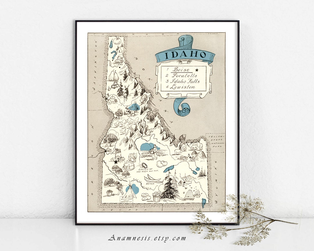 IDAHO MAP Instant Digital Download Printable Picture Map to Frame Fun ...