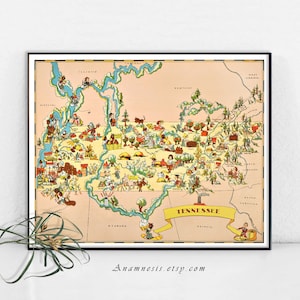 TENNESSEE MAP - Instant Digital Download - afdrukbare vintage kaart voor framing, tassen, slaapzaal, huwelijkscadeau, ambachten, kussens, kaarten, tags