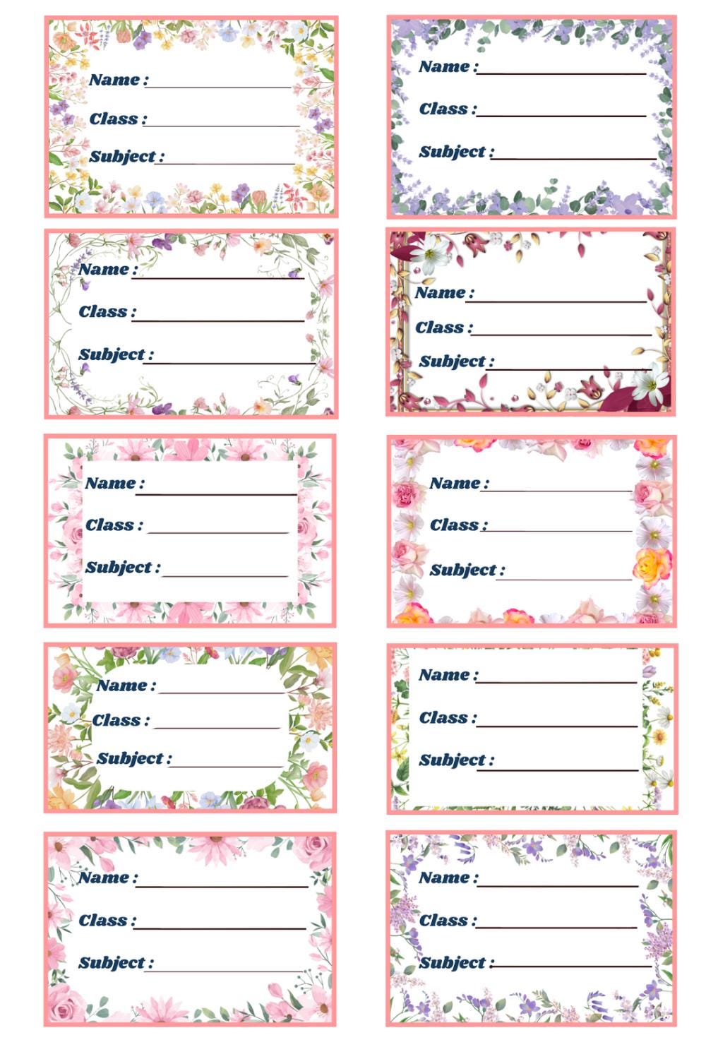 Sticker Name Labels Design Free Editable Name Label Sticker Template/ Flower Frame Design - Etsy