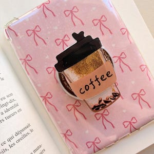 Magnetisk kaffekopphållare med glitter | E-läsarhållare, glitterkaffekopp | Kindle-läsgrepp | Present till läsare - Telefonhandtag