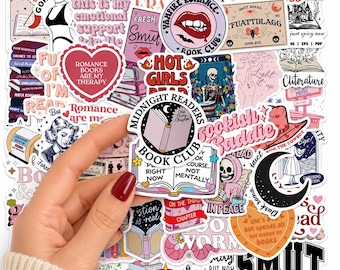 50er-Packung Sticker zum Thema „Bücherliebe & düstere Romantik“ – für Kindle, E-Reader, Notizbuch, Laptop, Wasserflasche und mehr