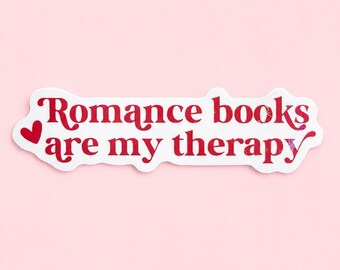 Holographic “Romance Books Are My Therapy” Vinyl Sticker – Waterproof Reader Sticker – Bookworm Gift – Romance BookTok Sticker