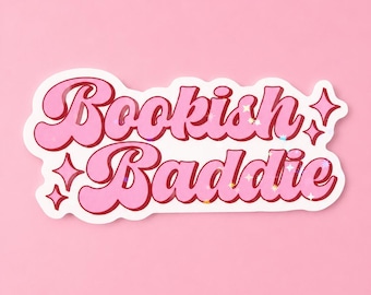 Bokmalen Baddie-klistermärke, holografiskt vattentätt vinylklistermärke – dekal – present till läsare – Bullet Journal – Bookworm vattenflaska