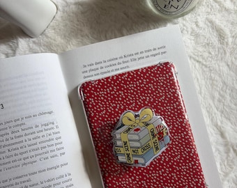 Kindle Magnetic Stand “Crime Scene Books” | E-reader Stand for Stack of Crime Fiction Books with Yellow Knot | Kindle Grip | Reader Gift - Phone Grip