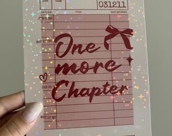 Kindle/Kobo eReader Vinyl Insert "One More Chapter" - Pink Holographic Library Card - Bookish Aesthetic E-reader Accessory - Reader Gift