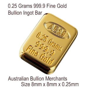 0,25 gram 999,9 fijn massief 24 kt goud gecertificeerd ingots bar ABM-certificeringen