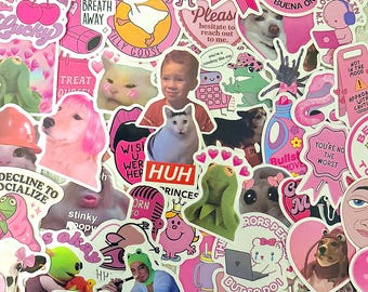 50pcs Meme Stickers Pack Funny Cute Aesthetic Animal Reaction Decals for Laptop Water Bottle Journal Scrapbook Phone Gift Decor