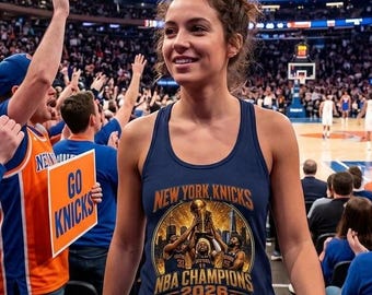 Camiseta sin mangas Racerback de los New York Knicks, campeones de la NBA 2026, ropa para aficionados al baloncesto.