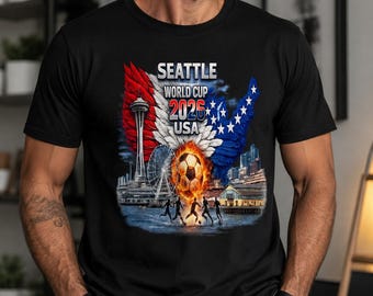 Seattle World Cup 2026 Shirt, USA Soccer Fan Tee, Seattle Skyline Graphic T-Shirt
