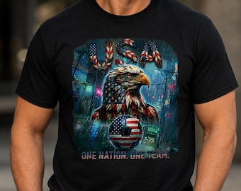 USA Soccer Eagle T-Shirt, World Cup 2026 Tee, One Nation One Team Patriotic Print