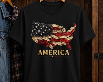 Patriotic USA Map Feather Flag T-Shirt, America 250th Anniversary Tee