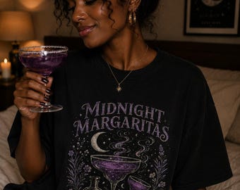 Midnight Margaritas Comfort Colors Tee, Witchy Celestial Cocktail Shirt