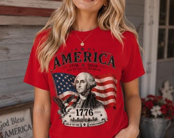 America 250 Years Patriotic Shirt, George Washington USA Flag Tee